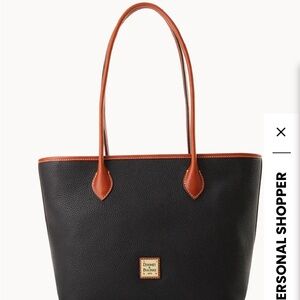 Dooney & Bourke Midnight Blue Tote with Brown Trim and Handles